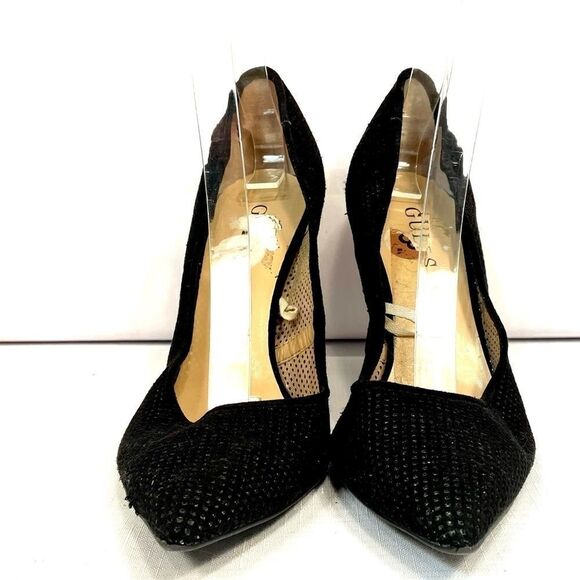 BLACK SUEDE CUT OUT 4” HEELS SIZE 8M by GUESS - Picture 3 of 5
